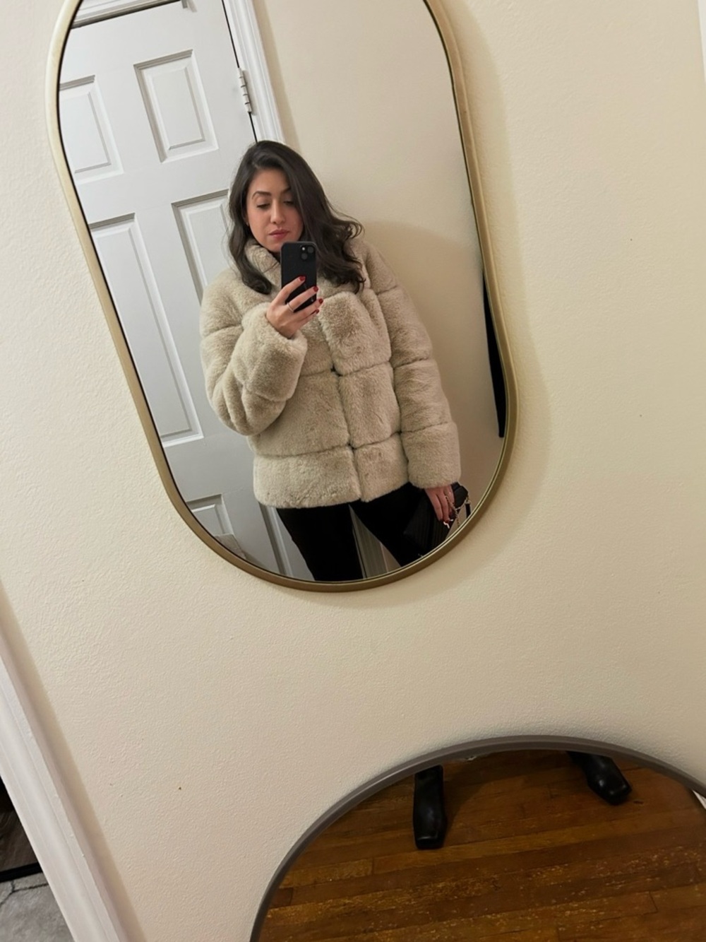 Stella + Lorenzo Faux Fur Jacket Cream Plush Coat Luxe Statement Size M
